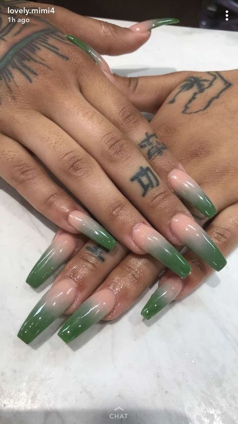 ghetto, green, and nail art image Babycolor Nails, Vibe Nails, Shiny Nails Designs, Heart Nails, Coffin Nails Designs, Nails Toes, Nail Nail, Fire Nails, Nails Done