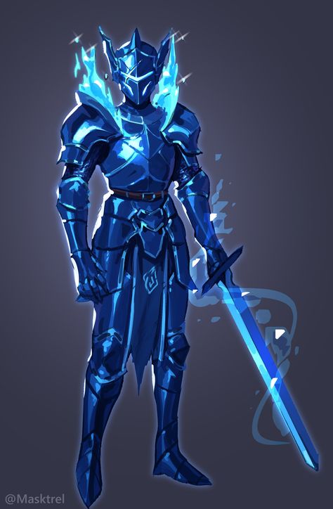 (1) Media Tweets by Masktrel (@Masktrel) / Twitter Magic Armor Concept Art, Magical Armor Art, Blue Knight Art, Water Knight, Blue Armor Art, Water Armor, Likeable Characters, Blue Armor, Chaos Tattoo