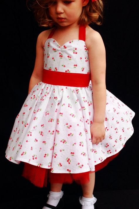 Cherry Rockabilly Dress by DarlingInDisguise on Etsy, $40.00 Rockabilly Kids, Rockabilly Baby, Rockabilly Wedding, Sewing Kids Clothes, Pin Up Outfits, Rockabilly Dress, Up Girl, Toddler Dress