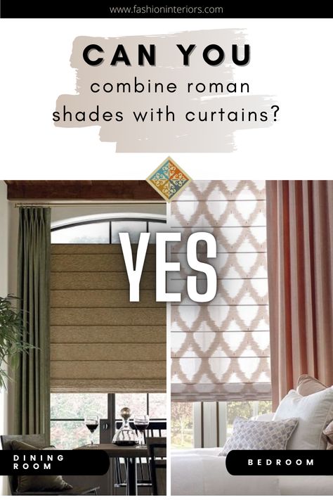 roman shades with drapery Roman Shades And Curtains Together Bedroom, Shade And Curtain Combination, Roman Shades And Curtains Together, Roman Shades With Curtains, Shades With Curtains, Outside Mount Roman Shades, Curtains To Go, Room Darkening Shades, Layered Curtains