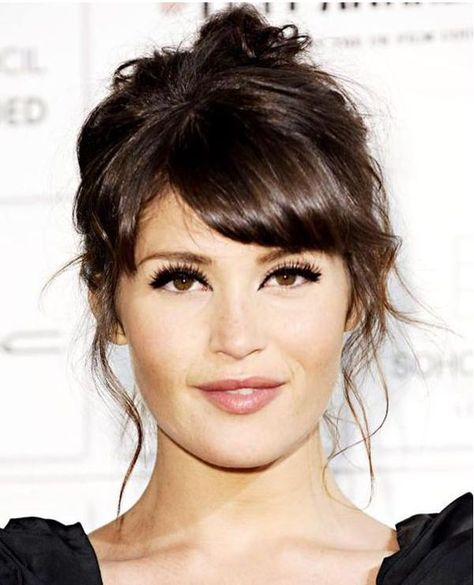 Short Side Bangs Bun With Bangs, Bangs Updo, Messy Hair Updo, Romantic Hairstyles, Hair Styles 2014, Celebrity Makeup, Hair Photo, Vintage Hairstyles, Hair Dos