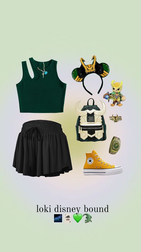 loki 😈 #loki #marvel #avengers #avengerscampus #disneyland #disneyworld #disneybound #disneyoutfit #outfit #outfitideas Disney Park Outfit, Disney Attire, Disney Trip Outfits, Disney Outfits Women, Disney Lifestyle, Disney Princess Tiana, Disney Themed Outfits, Cute Disney Outfits, Disney World Outfits