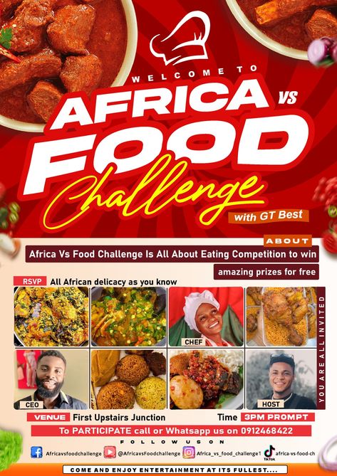 Poster design Africa Food, Food Challenge, Poster Design, Chef, Design