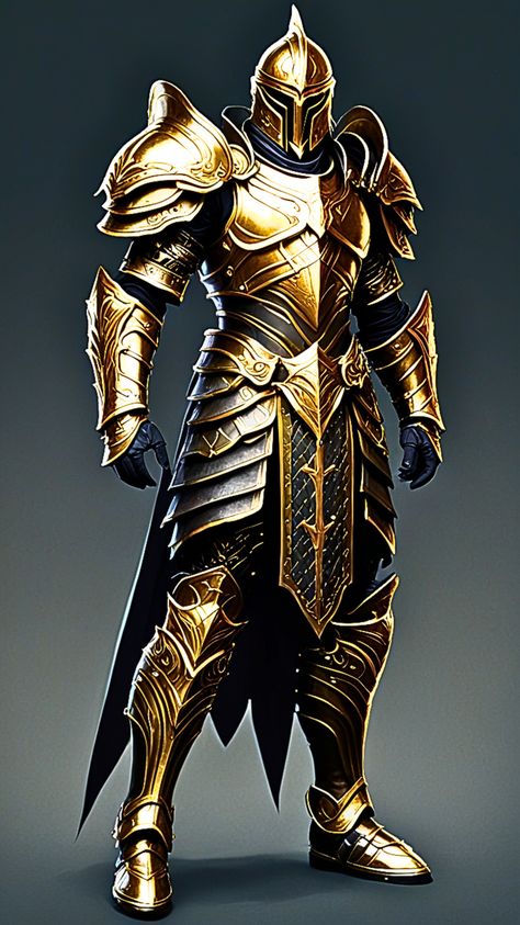 #fantasyart #characterdesign #fantasy Golden Armor, Armor Medieval, Rei Arthur, Space Ships Concept, Medieval Armour, Space Ship Concept Art, Stormlight Archive, Knight Armor, Medieval Armor