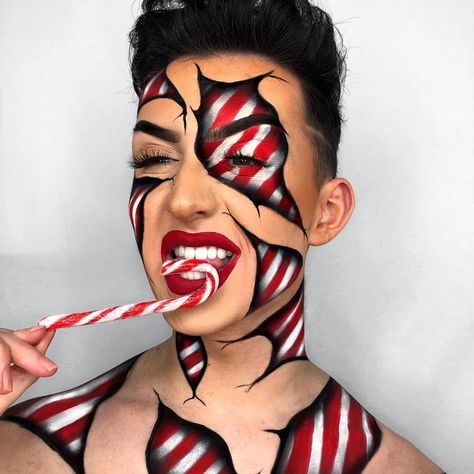 Makeup Looks Ideas, Christmas Makeup Looks, Xmas Makeup, Christmas Face Painting, Holloween Makeup, Hot Christmas, Christmas Eye Makeup, Candy Man, Christmas Makeup Look