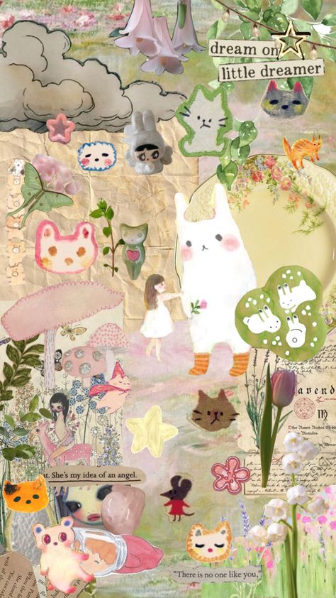 #myfirstshuffle #cute #kawaii #vintage #wallpaper #art #scrapbook #scrapbookvibes #scrapbookpage Kawaii Vintage, Art Scrapbook, Vibes Wallpaper, Wallpaper Doodle, Cute Pastel Wallpaper, Wallpaper Nature Flowers, Wallpaper Nature, Iphone Wallpaper Themes, Aesthetic Vibes