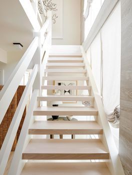 Open Staircase Ideas, Pool Guest House, Malibu Homes, White Staircase, Wooden Staircase, Open Stairs, White Stairs, Staircase Makeover, Open Staircase