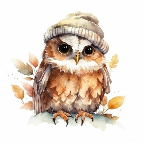 Owl Watercolor Illustration, Cute Owl Watercolor, Watercolor Art Owl, Owl Watercolor Easy, Watercolor Owl Painting, Owl Watercolor Paintings, Owls Watercolor, Animal Watercolor Paintings, Cute Owl Illustration