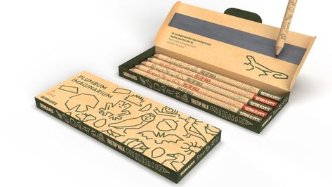 PLUMBUM IMAGINARIUM – pencil box – Packaging Of The World Pencil Box Design, Writing Software, Art Painting Tools, Recycled Cardboard, Pencil Box, Box Packaging Design, Inside The Box, Pencil Boxes, Paper Book