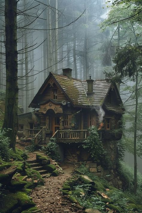 Hobbit Cabin, Forest Cottage Interior, Witch Cottage Aesthetic, Cottage In Forest, Witchy Houses, Fairytale Woods, Delaney Core, Cottages In The Woods, Academia House