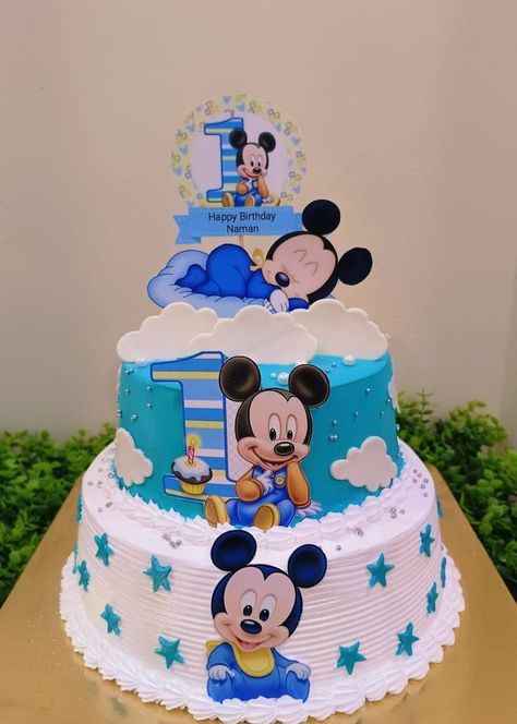 1st Bday Decoration Ideas Boy, Cake For 1st Birthday Boy, Mickey Mouse Cake For Boys, 1st Birthday Cake For Boy, Mickey Mouse Cake 1st Birthday, 1st Birthday Cakes For Boys, Birthday Cake Designs For Kids, Birthday Cake For Baby Boy, 1st Bday Themes For Boys