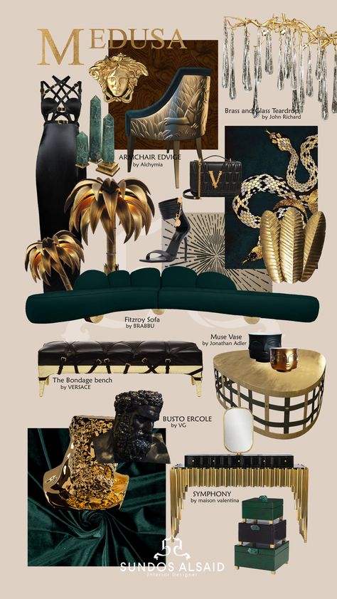 Medusa Interior Design, Versace Furniture, Dream Flat, Glamour Decor, Art Deco Living Room, Colonial Interior, Art Deco Interior Design, In His Presence, Art Deco Home