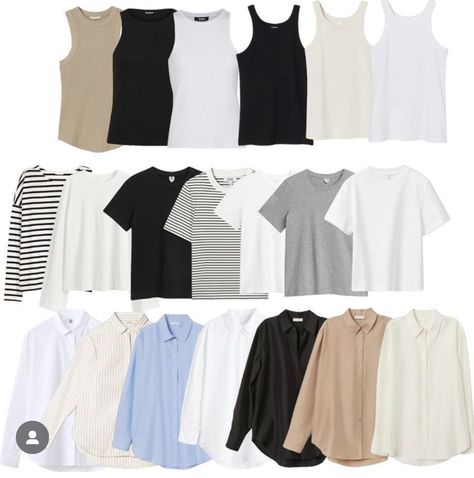 Basic Shirts Outfit, Capsule Wardrobe Tops, Basic Outfits Minimalist Wardrobe, Shirt Essentials, Minimalist Wardrobe Capsule, Smart Casual Women Outfits, Capsule Wardrobe Casual, Capsule Wardrobe Women, Classic Capsule Wardrobe