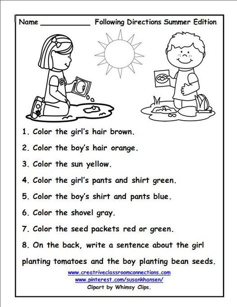 Free Summer Following Directions worksheet will provide extra reading practice for students. More… | Following directions, Speech therapy materials, Writing a book Following Directions Worksheet, Follow Directions Worksheet, Directions Worksheet, Following Directions Activities, Phonics Reading Passages, First Grade Reading Comprehension, Kindergarten Phonics Worksheets, Kindergarten Rocks, Activity Sheets For Kids