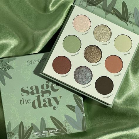 Makeup Pallets, Lipstick Kit, Green Makeup, Colourpop Cosmetics, Green Eyeshadow, Makeup Game, Eyeshadow Pallets, Lip Pencil, Makeup Palette