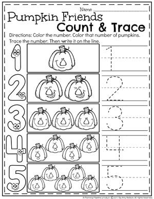 Preschool Pumpkin Worksheets for October Pumpkin Preschool, Pumpkin Activities Preschool, Pumpkins Preschool, Fall Worksheets, Fall Preschool Activities, Pumpkin Activities, Halloween Worksheets, Counting Numbers, Worksheets Preschool