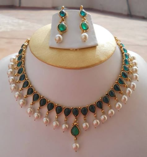 Emerald Necklace with Real Pearls necklace Emerald Beads Jewelry Indian Gold, Emerald Necklace Indian, Emerald Jewelry Necklace, Wedding Cakes Simple, Kids Gold Jewellery, Emerald Necklaces, Cakes Simple, Necklace With Pearl, Buy Gold Jewelry