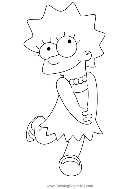 The Simpsons Lisa Coloring Page Simpsons Coloring Pages, Lisa Coloring, The Simpsons Lisa, Simpsons Tattoo, Glow In Dark Party, Stitch Coloring Pages, Simpsons Drawings, Maggie Simpson, Pretty Hand Tattoos