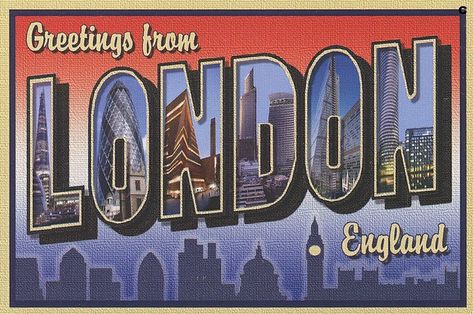 Greetings from London, England - Larry Fulton Postcard | Flickr Travel Elements, London Postcard, Journal Travel, London Aesthetic, Travel Postcard, Travel Wall, Postcard Design, Work Inspiration, Vintage Postcard