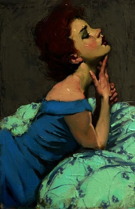 Malcolm T Liepke, Malcolm Liepke, A Woman, Bed, Blue