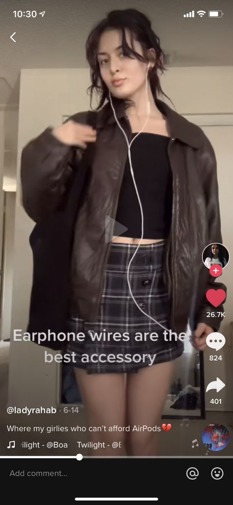 Wired Earphones Outfit, Wired Earphones, Earphones Wire, Fashion Inspo Outfits, Fashion Inspo, Cute Outfits, Leather Jacket, Leather, Quick Saves