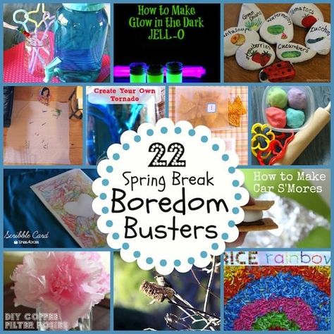 STUCK AT HOME FOR SPRING BREAK? Try one or all of these 22 Spring Break Boredom Busters from MomAdvice.com Spring Break Activities, Spring Break Kids, Boredom Busters For Kids, Boredom Busters, Kids Projects, Kids Games, Creative Things, Diy Activities, Class Activities