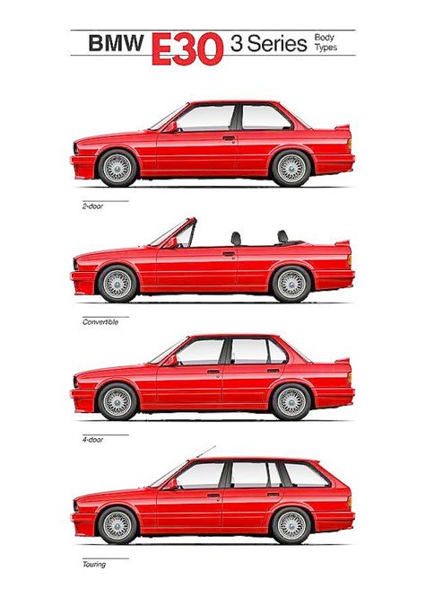 Bmw Side View, Bmw E30 Cabrio, Bmw E30 Touring, Bmw E30 Coupe, Bimmer Bmw, Car Side View, Bmw Art, Bmw E30 M3, Bmw 318i