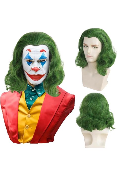 Joker Wig Mens Green Wig Wavy Male Green Costume Wig Heat Resistant Halloween Party Cosplay Wig Green Wig Costume, Green Costume, Wig Wavy, Green Costumes, Wig Ideas, Green Wig, Party Halloween, Costume Wigs, Cosplay Wig