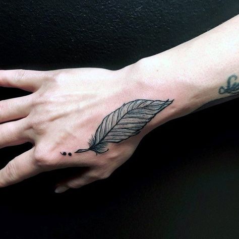 Feather Semi-colon Tattoo, Semi Colon Tattoo, Colon Tattoo, Semi Colon, Semicolon Tattoo, Large Feathers, Feather Tattoo, Leaf Tattoos, Cute Tattoos