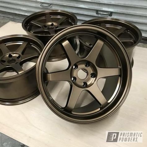 Powder Coated in BRONZE CHROME. See more of POWDER COATING TECHNOVATION projects at PrismaticPowders.com along with 1,000’s of other Powder Coating colors. Bronze Wheels Cars, Powder Coated Wheels, Cool Rims For Cars, Chevy Wheels, Car Vinyl Graphics, Lettering Stickers, All Terrain Tires, Jdm Wheels, Bronze Wheels