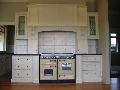 Cream Range Cooker Kitchen, Cream Oven Kitchen, Falcon Oven In Kitchen, Falcon Oven, Oven In Kitchen, Range Cooker Kitchen, Kitchen Ovens, Cream Range, Villa Homes