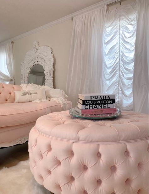 Pink Love Seat, 2024 Bedroom, Tufted Furniture, Black And White Girl, Tufted Chair, Closet Room, Design Books, Dream Room Inspiration, Room Inspiration Bedroom