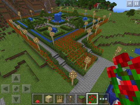 Minecraft garden Minecraft Gardens Beautiful, Cute Garden Minecraft, Rose Garden Minecraft, Minecraft Rose Garden, Pink Garden Minecraft, Flower Garden In Minecraft, Minecraft Cool, Minecraft Garden Ideas, Garden Minecraft