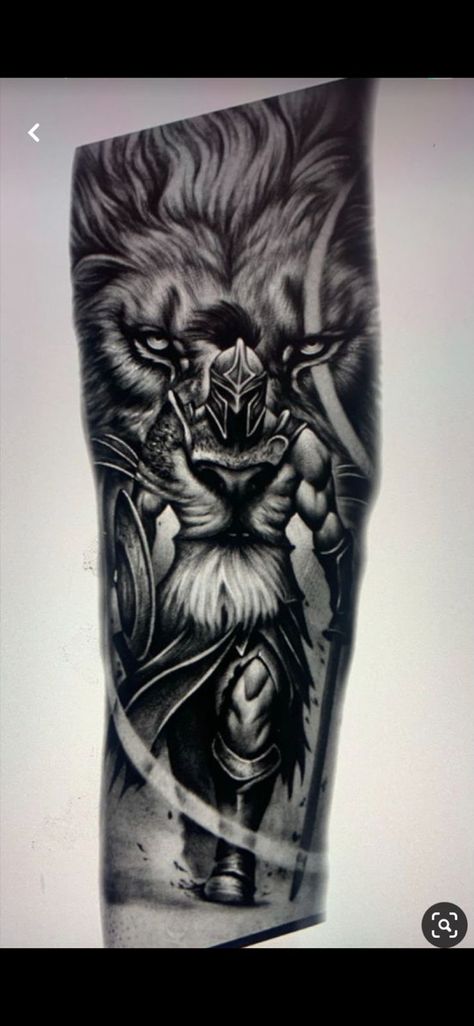 Forest Tattoo Sleeve, Lion Forearm Tattoos, Warrior Tattoo Sleeve, Gladiator Tattoo, Tiger Tattoo Sleeve, Spartan Tattoo, Lion Tattoo Sleeves, Mens Lion Tattoo, Knight Tattoo