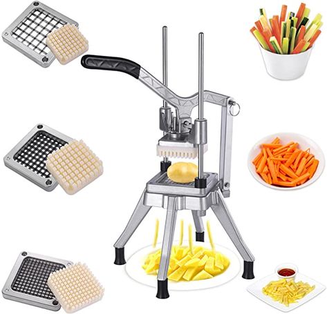 Amazon.com: Commercial Vegetable Chopper with 3 Replacement 1/4″ 3/8″ 1/2″ Blades, Vegetable Dicer Onion Tomato Slicer, Professional Potato Slicer and chopper Stainless Steel Manual French Fry Cutter Home Kitchen: Home & Kitchen Potato Slicer, Onion Chopper, French Fry, Vegetable Chopper, Vertical Design, Kitchen Utensils Gadgets, French Fries, Chopper, Aluminium Alloy