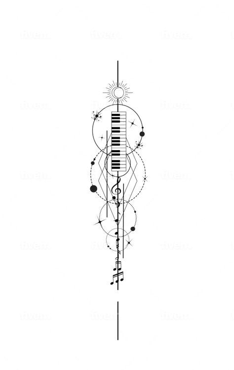 Music Spine Tattoos For Women, Spine Tattoos For Women Music, Edm Inspired Tattoos, Piano Note Tattoo, Tattoo Piano Ideas, Music Geometric Tattoo, Music Spine Tattoo, Piano Key Tattoo, Minimalist Piano Tattoo