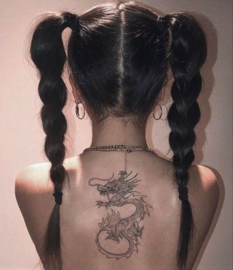 Long Lasting Temporary Tattoos, Back Tattoo Women, Fake Tattoos, Simplistic Tattoos, Dragon Tattoo, Pretty Tattoos, Tattoo Styles, Tiny Tattoos, Aesthetic Hair