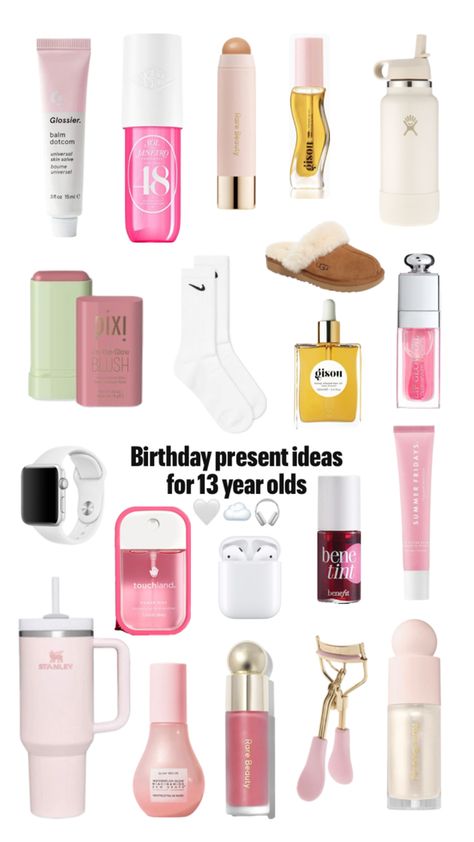 Here’s some present ideas for a 13 year old🫶🏼 Stuff To Ask For Your Birthday 12, Gift Ideas For 13 Year Girl, Things To Get From Sephora, Makeup For 12-13 Year, Xmas List Ideas Teens, 14th Birthday Gift Ideas, Bday Present Ideas, Birthday List Ideas, Presents For Teens