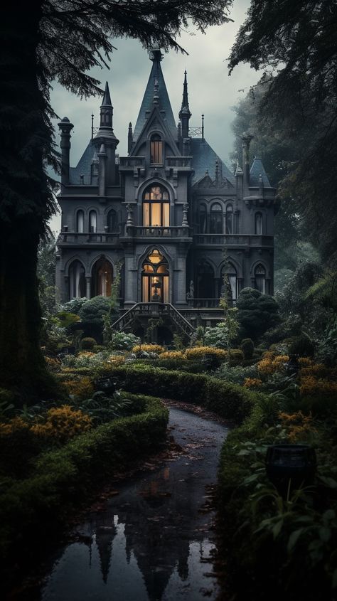 Gothic cathedral sunroom garden. Romantic dark homes. Fantasy witch vibes. Cathedral Sunroom, Gothic Pokemon, Dark Academia Garden, Sunroom Garden, Academia Home, Dark Homes, Gothic Manor, Dark Academia Home, Gothic Cottage