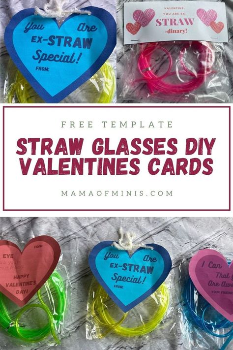 Straw Glasses DIY Valentines Cards Diy Classroom Valentines, Straw Glasses, Diy Valentines Day Cards, Free Valentine Cards, Straw Valentine, Diy Valentines Day, Holiday Finds, Class Gifts, Valentine's Day Crafts