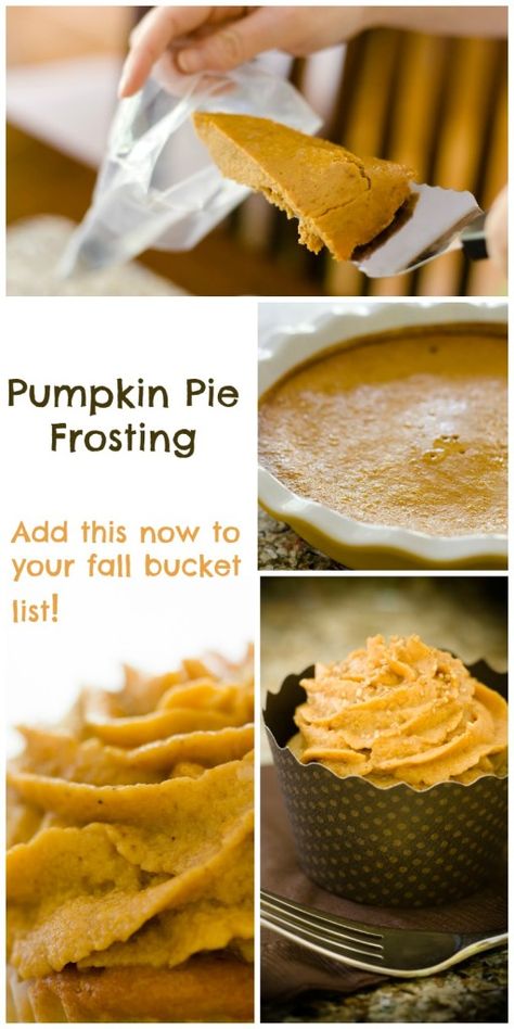 Pumkin Pie Frosting ... um yes please! I will be replacing the sugar and changing the evaporated milk to unsweetened almond milk (reduced by half on the stovetop). Hello FALL ... almost. Pumpkin Frosting, Sweet Potato Pie, Baked Pumpkin, Frosting Recipes, Pumpkin Recipes, Om Nom, Just Desserts, Fall Recipes, Pumpkin Pie