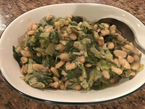 Escarole and Beans - The Lazy Italian Escarole And Beans, Mind Recipes, Food Italy, Peasant Food, Delicious Sides, Wedding Soup, Italian Recipes Easy, Love Hate Relationship, Italian Traditions