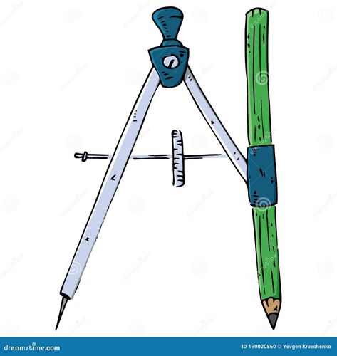 Compass with Pencil for Geometry Icon. Vector Illustration of a Compass with a Pencil. Hand Drawn Drawing and Drawing Tool Stock Vector - Illustration of doodle, hand: 190020860 Pencil Template, Compass Drawing Tool, Tool Illustration, Runic Compass, Pen Icon, Isometric Drawing, A Compass, Viking Symbols, Pen Sketch