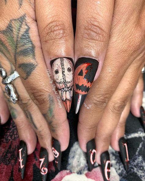 Sam Trick R Treat, Trick R Treat, Long Acrylic Nails Coffin, Naturally Curly Bob, Acrylic Nails Coffin, Nail Games, Dope Nails, Long Acrylic Nails, Naturally Curly