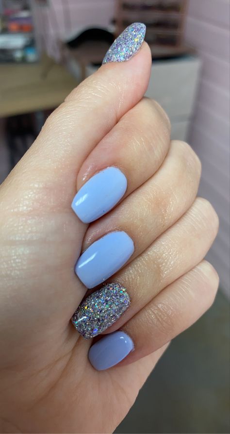 Periwinkle promises/see no evil Periwinkle Dip Nails, Periwinkle Nail Designs, Blue Nail Ideas Acrylic, Summer Nails Dip Powder, Periwinkle Nails Designs, Periwinkle Blue Nails, Spring Blue Nails, Blue Sparkly Nails, Nail Ideas 2022