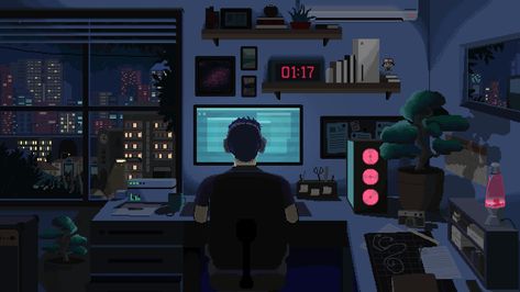 fbc6f31bd3b84159470b973aca7e0f97.gif (1920×1080) Lo Fi Gif, Lofi Animation, Notion Board, Pixel Life, Live Wallpaper For Pc, Pixel Art Landscape, Pixel Art Background, Pixel Animation, Arte 8 Bits