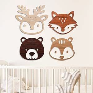 Hoteam Woodland Nursery Decor, Wooden Forest Animal Wall Decoration Woodland Baby Shower Decorations Boy Nursery Decor for Rustic Farmhouse Log Cabin Bathroom Kid Room (Adorable Style) Woodland Baby Shower Decorations Boys, Log Cabin Bathroom, Cabin Nursery, Wooden Forest, Forest Nursery Decor, Jungle Theme Nursery, Cabin Bathroom, Jungle Nursery Decor, Woodland Baby Shower Decorations