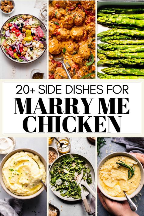 Wondering what the best side dishes to serve with Marry Me Chicken are? I’ve got you covered with this handy guide. From salads, to vegetables, starches and more. Sides For Roast Chicken Dinner, Sides For Marry Me Chicken, Marry Me Chicken Side Dish, What To Serve With Marry Me Chicken, Marry Me Chicken Sides, Chardonnay Food Pairing, Chicken Sides, Marry Me Chicken Recipe, Sides For Chicken