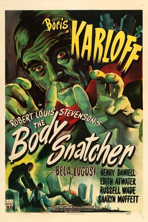 1940s Horror, Body Snatcher, Wall Decor Halloween, Cinema Design, Horror Vintage, Old Movie Posters, Boris Karloff, Classic Movie Posters, Horror Posters