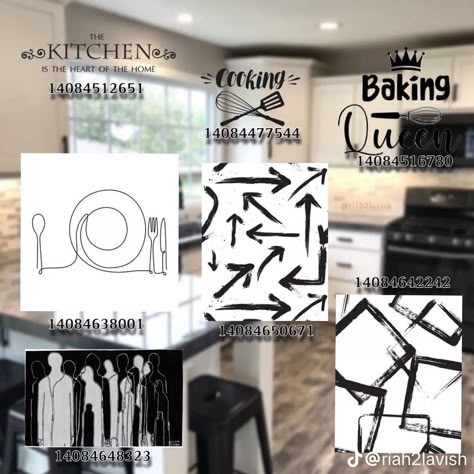 Dining Room Codes Bloxburg, Bloxburg Dinning Room Decals Codes, Bloxburg Dining Room Picture Codes, Bloxburg House Decals Kitchen, Bloxburg Decals For Kitchen, Live Laugh Love Bloxburg Decal, Kitchen Bloxburg Codes, Wall Decor Decals Bloxburg, Kitchen Backsplash Decal Codes Bloxburg